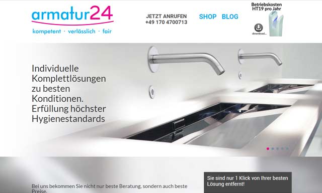 CMS Landingpage and Magento online shop Armatur24