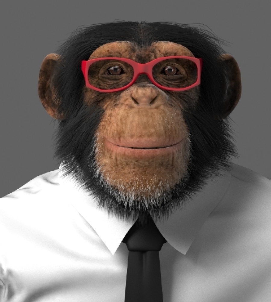 chimpanzee and 3D of TRIGEMA model of Creation the animation the